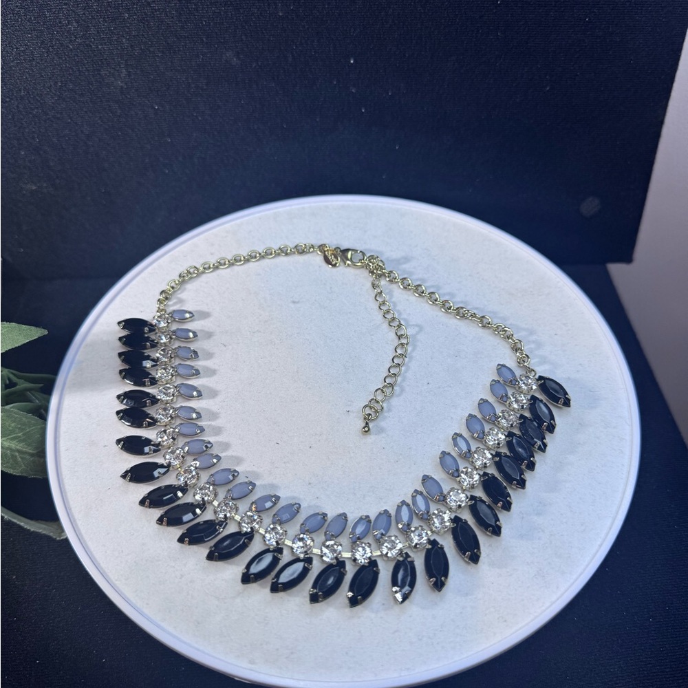 Chico's Gold and Black Multi-Tiered Statement Necklace NWOT